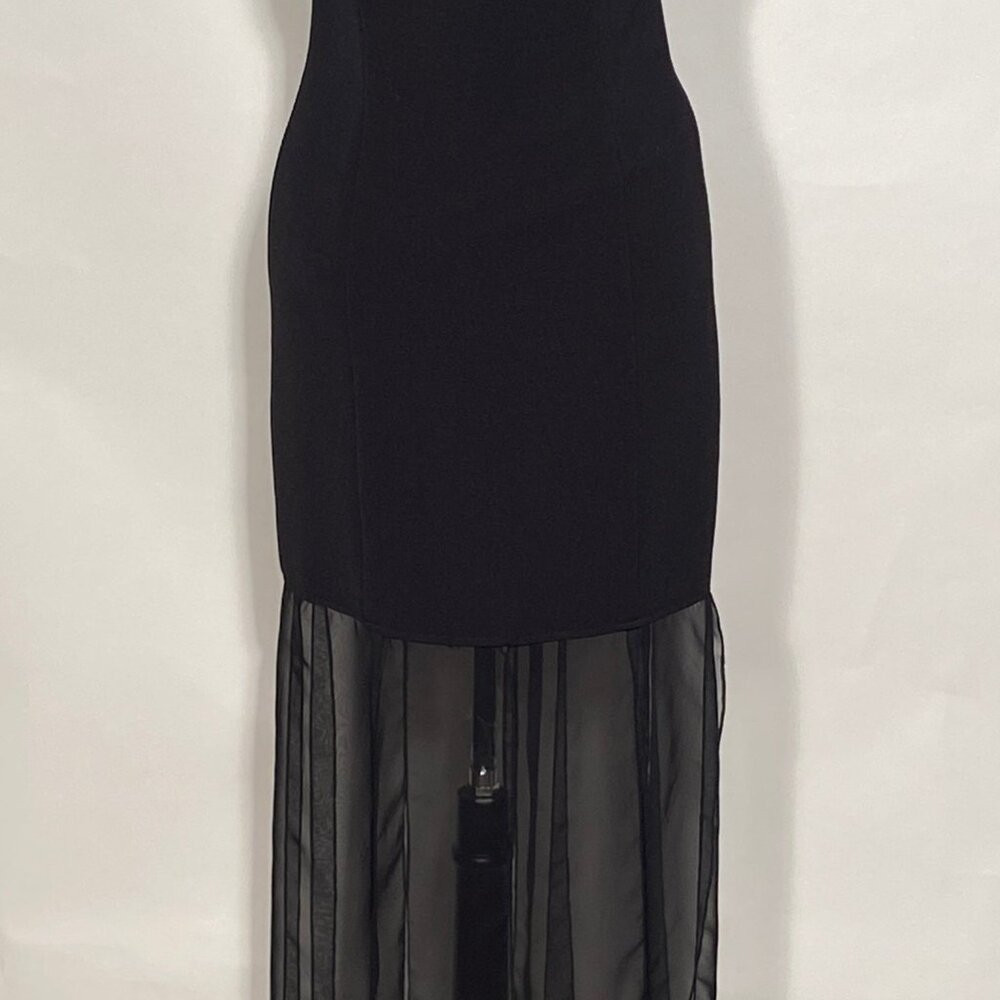 1980s Black Beaded Bodice & Car Wash Scarf Bottom Dress